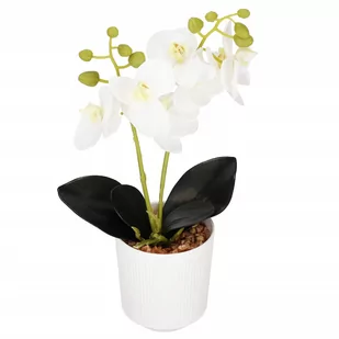 Sztuczny storczyk orchidea 33,5 cm dekoracyjna roślina doniczkowa biała - Sztuczne kwiaty - miniaturka - grafika 1