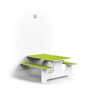 Ścienny stół składany LUCAS, 1200x1205x580 mm, linoleum, biały/zielony - Stoły i stoliki do biura - miniaturka - grafika 1