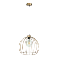 Lampy sufitowe - Britop Industrialna LAMPA wisząca COOP 18811920 metalowa OPRAWA druciany ZWIS kopuła złota czarna - miniaturka - grafika 1
