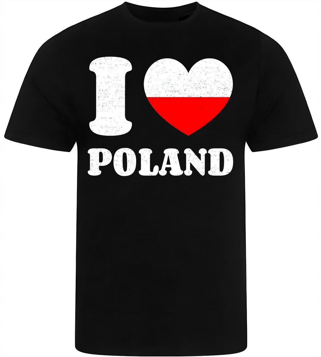 Koszulka Męska Nadruk I Love Poland Prezent Premium L