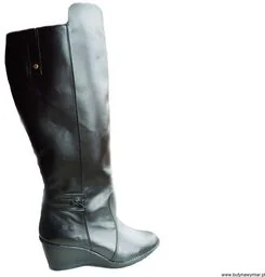 BnW Kozaki ze skóry cholewka 44 cm koturn 7 cm - Kozaki damskie - miniaturka - grafika 1