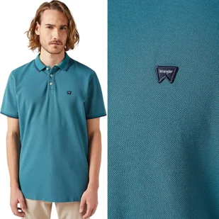 Wrangler POLO SHIRT Hydro ZIELONA BAWEŁNIANA POLÓWKA MAŁE LOGO S - Koszulki męskie - miniaturka - grafika 1