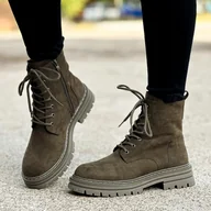 Botki damskie - Zielone zamszowe botki damskie na traperze Sergio Leone Tr915 - miniaturka - grafika 1