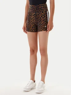 adidas Kolarki Leopard JW7306 Brązowy Slim Fit - Spodenki damskie - miniaturka - grafika 1