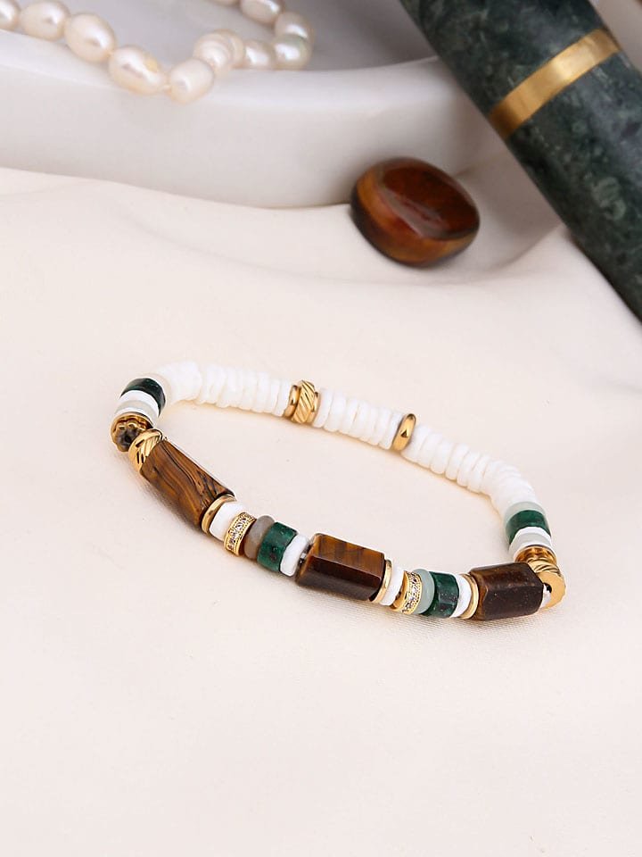 Charlize Pozłacana bransoletka z jaspisami i kamieniami ozdobnymi