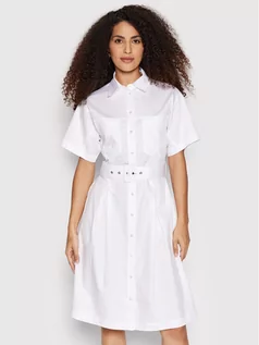 Sukienki - Guess Sukienka koszulowa Selene W2GK84 WDXM0 Biały Regular Fit - grafika 1
