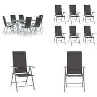 Meble ogrodowe - vidaXL 7-częściowy ogrodowy zestaw jadalniany aluminiowo-srebrno-czarny - Ogrodowy zestaw jadalniany - Ogrodowe zestawy jadalniane - Zestawy ogrodowe - Zestawy ogrodowe - miniaturka - grafika 1