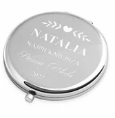 Lusterka do makijażu - Lusterko okrągłe srebrne z grawerem dla niej na wieczór panieński ślub - miniaturka - grafika 1