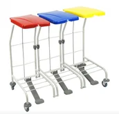 Wózki serwisowe - Euro Zibi Stelaż do segregacji odpadów 3 x 70 l - Malowany proszkowo, Otwierana pedałem - miniaturka - grafika 1