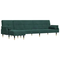 Narożniki - Sofa rozkładana L, ciemnozielona, 271x140x70 cm, aksamit Lumarko! - miniaturka - grafika 1