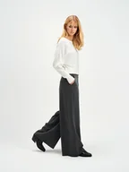 Spodnie damskie - Eleganckie spodnie z zakładkami - miniaturka - grafika 1