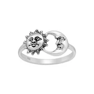 Pierścionki - Srebrny pierścionek słońce i księżyc - Europa 6, US 3,5 - miniaturka - grafika 1