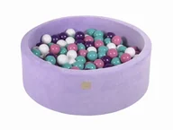 Suche baseny - MeowBaby® Okrągły Suchy Basen z Piłeczkami 7cm dla Dziecka, 90x30cm/200 piłek, Welurowy, Wrzosowy: Białe/Jasnoróżowe/Turkusowe/Fioletowe - miniaturka - grafika 1