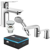 Baterie wannowe i prysznicowe - SOTBE NEA bateria stojąca 3 otworowa nawannowa + bateria umywalkowa stojąca - miniaturka - grafika 1