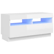Szafki RTV - vidaXL Lumarko Szafka pod TV z oświetleniem LED, biała z połyskiem, 80x35x40cm 804451 - miniaturka - grafika 1