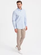 Koszule męskie - Bawełniana klasyczna koszula REGULAR - błękitna V1 OM-SHOS-0154 - miniaturka - grafika 1