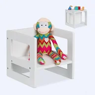 Krzesełka i taborety dla dzieci - Relaxdays krzesełko dla dzieci, 2 w 1, z podłokietnikami, 2 wysokości siedziska, wys. x szer. x gł.: 30 x 30 x 30 cm, stolik dziecięcy, płyta MDF, krzesło dla malucha, białe - miniaturka - grafika 1