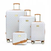 Walizki - PUCCINI Zestaw Komplet WALIZEK Podróżnych Twarde Białe ABS Na Kółkach 4w1 - miniaturka - grafika 1
