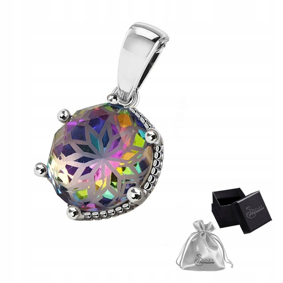 Zawieszka srebrna pr. 925 Elegancki Wisiorek z Kryształem VOLCANO dla Niej