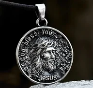 Wisiorki - zawieszka JESUS - GOD BLESS YOU - miniaturka - grafika 1