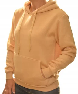 Damska bluza dresowa kangurka z kapturem ocieplana XL beżowa 160 - Bluzy damskie - miniaturka - grafika 1