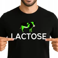 Koszulki męskie - ŚMIESZNA KOSZULKA LACTOSE ZABAWNA JAKOŚĆ 100% BAWEŁNA XL 3513 CZARNA - miniaturka - grafika 1