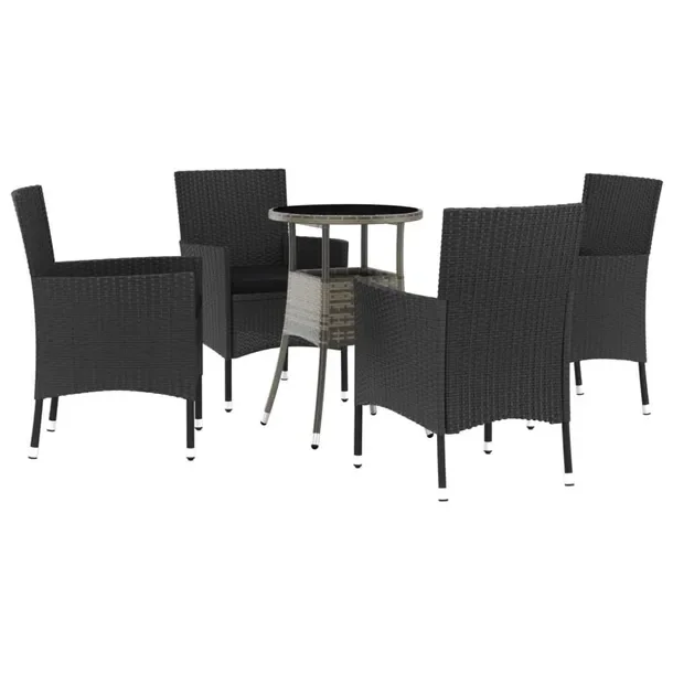 Zestaw mebli bistro ogrodowych - rattan PE, stal - szary/czarny - 55x75 cm