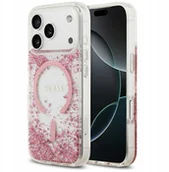Etui i futerały do telefonów - Etui Guess Resin Bottom Glitter MagSafe do iPhone 17 Pro różowy - miniaturka - grafika 1