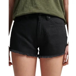 Spodenki damskie Superdry Lace Hot szorty jeansowe czarne -W26 - Spodenki damskie - miniaturka - grafika 1