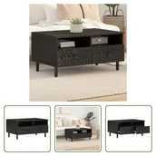 Ławy i stoliki kawowe - The Living Store stolik kawowy czarny 80x54x40 cm lite drewno mango - miniaturka - grafika 1