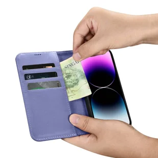 iCarer Wallet Case 2in1 etui iPhone 14 Pro Max skórzany pokrowiec z klapką Anti-RFID jasnofioletowy (WMI14220728-LP) - Etui i futerały do telefonów - miniaturka - grafika 12