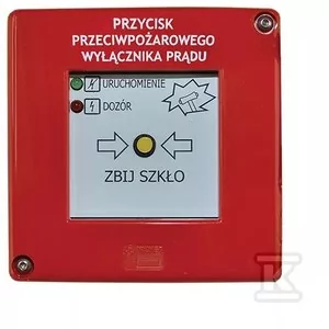 Przycisk przeciwpożarowego wyłącznika prądu PPWP-A z młoteczkiem 2xLED zielona/czerwona ( PPOŻ) - Alarmy - miniaturka - grafika 1
