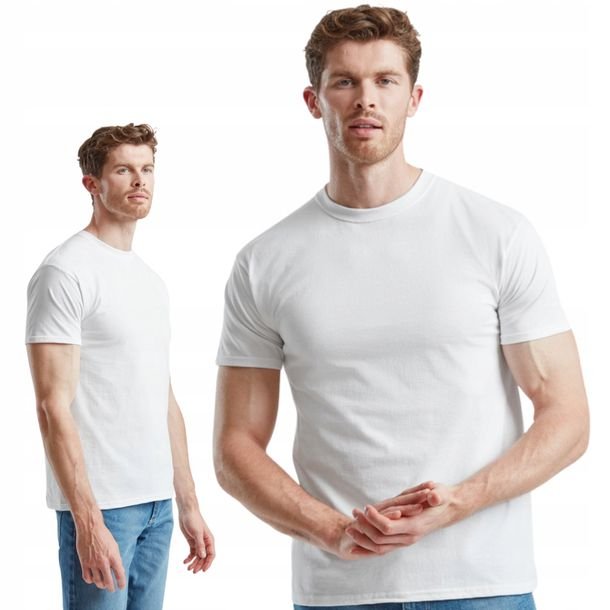 T-shirt Gruba Koszulka Męska 100% Bawełna Fruit Loom 610440 BIAŁA XL