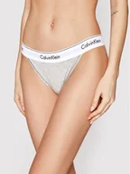 Majtki damskie - Calvin Klein Underwear Figi klasyczne Tanga 000QF4977A Szary - miniaturka - grafika 1