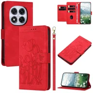 Portfele - Dla Xiaomi Redmi Note 14 Pro 5G Tulipanowe skórzane etui Pokrowiec na telefon z portfelem z 5 miejscami na karty - czerwony Wielobarwny Red - miniaturka - grafika 1