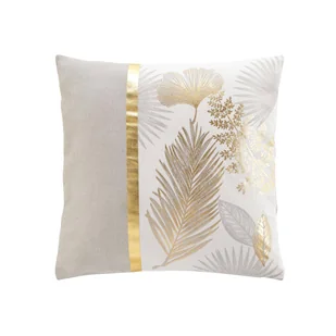 Beżowa poszewka na poduszkę, złote liście, 45 x 45 cm - Poszewki na poduszki - miniaturka - grafika 1