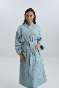 Szlafrok bawełniany niebieski - Szlafroki damskie - miniaturka - grafika 1