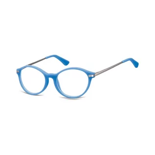 Okulary korekcyjne, oprawki, szkła - Okulary dziecięce zerówki okrągłe lenonki AK50A niebieskie - grafika 1