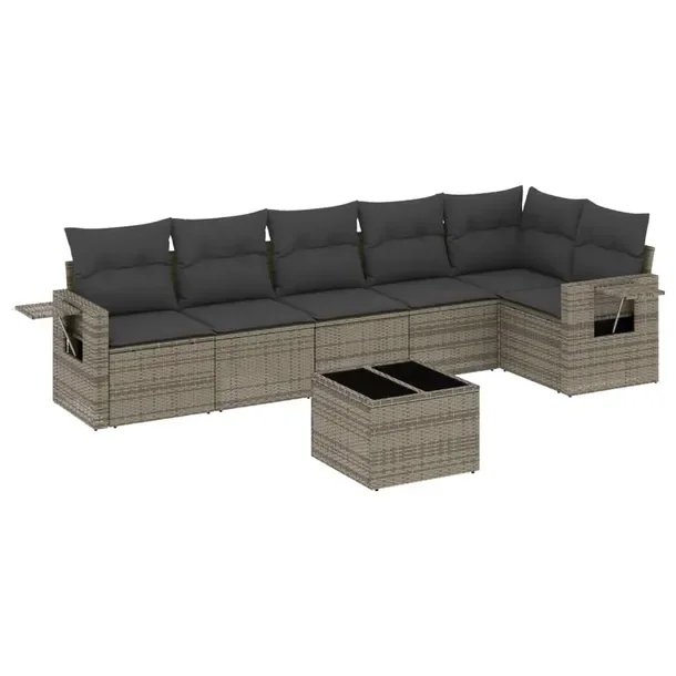 Zestaw mebli ogrodowych modułowych szary rattan PE 62 x 62 x 69 cm
