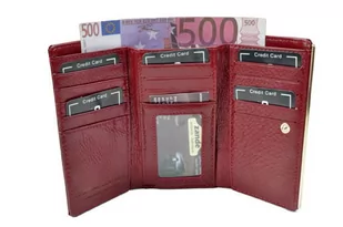 Portfel Damski Skórzany GREGORIO 14 cm Klamra i Klapka Skóra Naturalna Lakierowany SLL-108 CZERWONY 14 x 9 x 4 [cm] - Portfele - miniaturka - grafika 4