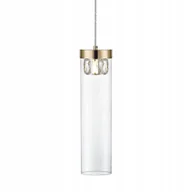 Lampy sufitowe - Gem Lampa wisząca szklana z kryształem złoto francuskie 1xG9 - miniaturka - grafika 1