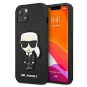 Etui i futerały do telefonów - Karl Lagerfeld KLHCP13SOKPK iPhone 13 mini 5,4" czarny/black hardcase Saffiano Ikonik Karl s Patch KF000787 - miniaturka - grafika 1