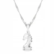 Łańcuszki - Łańcuszek srebrny naszyjnik 925 Pionek Szachowy - miniaturka - grafika 1