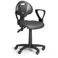 Fotele i krzesła biurowe - B2B Partner Krzesło PUR z podłokietnikami, asynchroniczna mechanika, do miękkich podłóg 300515 - miniaturka - grafika 1