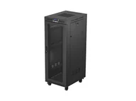 Szafy rack - Szafa instalacyjna rack lanberg stojąca 19" 32u 600x800 czarna drzwi perforowane lcd (flat pack) FF01-6832-23BL - miniaturka - grafika 1