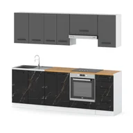 Meble kuchenne - Kuchnia nowoczesna z blatem 2.4m modułowa biała szara mat san sebastian - miniaturka - grafika 1