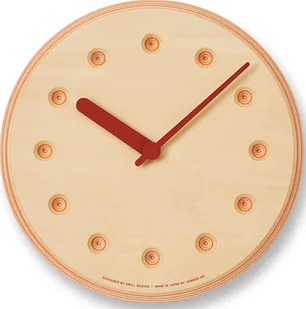 Lemnos Zegar ścienny Paper Wood Line 22 cm pomarańczowe wskazówki DRL19-07 OR - Zegary - miniaturka - grafika 1