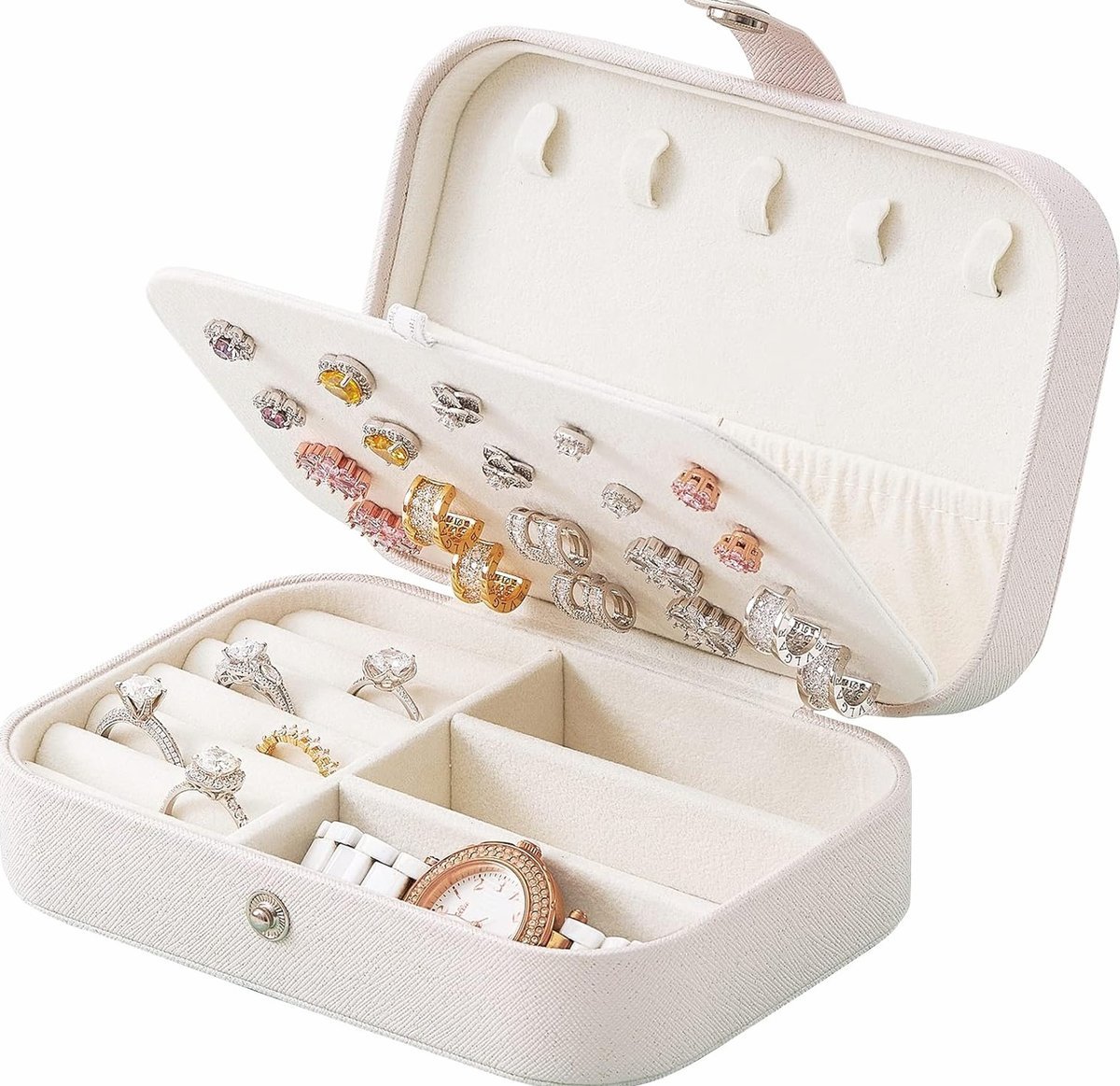 PUDEŁKO NA BIŻUTERIĘ 16X11X5CM ORGANIZER SZKATUŁKA ETUI KOBIETY BIAŁE