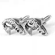 Spinki do mankietów i krawatów - Spinki do mankietów ryby pstrągi dla wędkarza - miniaturka - grafika 1