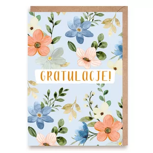 Kartka okolicznościowa Karnet GRATULACJE KWIATY A6 - Kartki okolicznościowe i zaproszenia - miniaturka - grafika 1